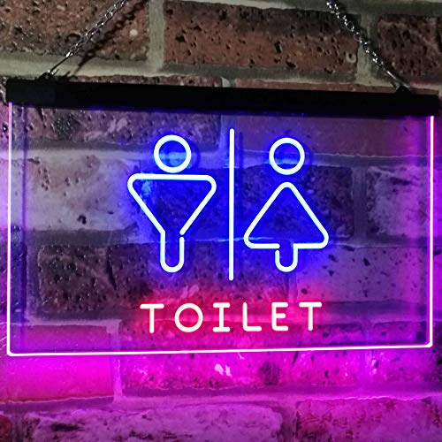 Male Female Restrooms Toilet Dual LED Neon Light Sign